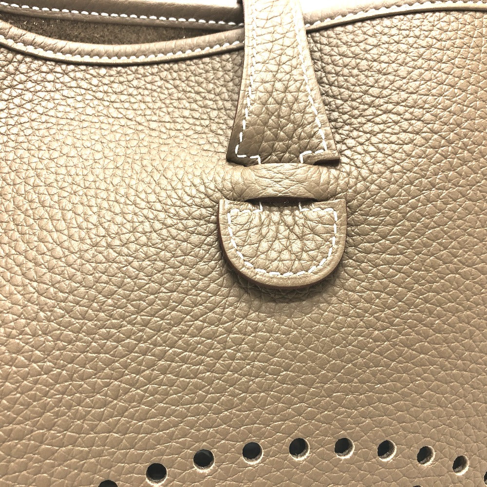 HERMES Shoulder Bag Taurillon Clemence Brown Evelyn 3PM Trois Women Used Authentic
