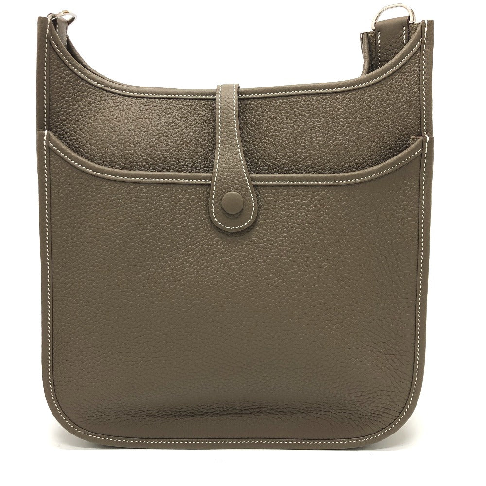 HERMES Shoulder Bag Taurillon Clemence Brown Evelyn 3PM Trois Women Used Authentic