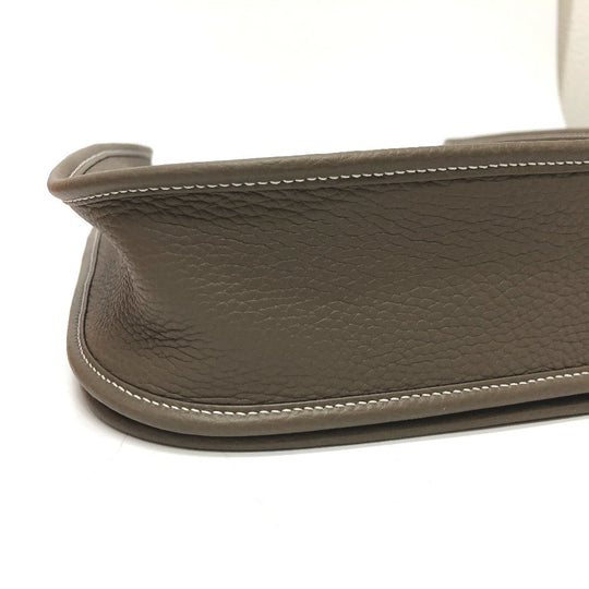 HERMES Shoulder Bag Taurillon Clemence Brown Evelyn 3PM Trois Women Used Authentic