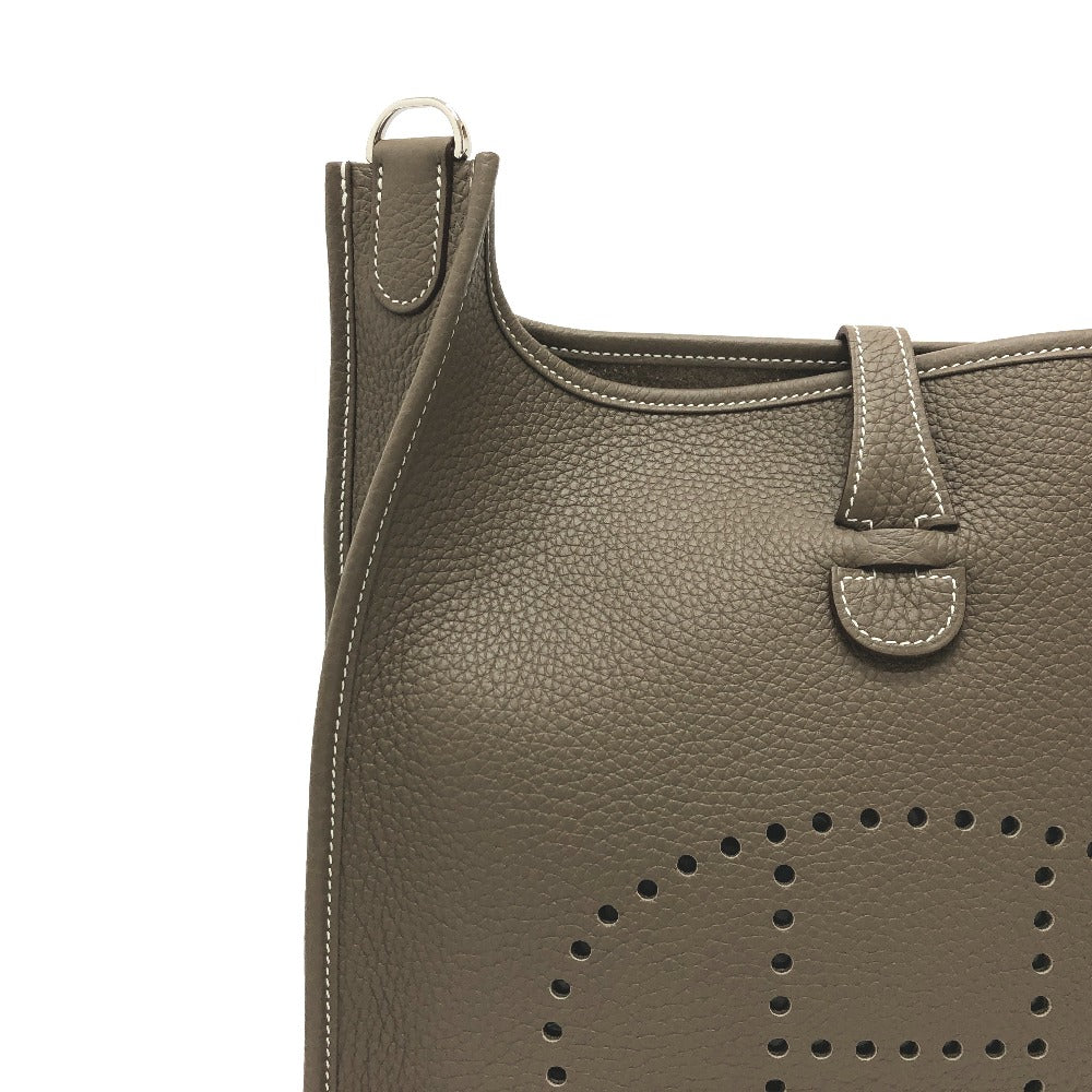 HERMES Shoulder Bag Taurillon Clemence Brown Evelyn 3PM Trois Women Used Authentic