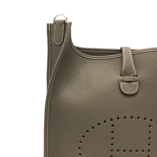HERMES Shoulder Bag Taurillon Clemence Brown Evelyn 3PM Trois Women Used Authentic