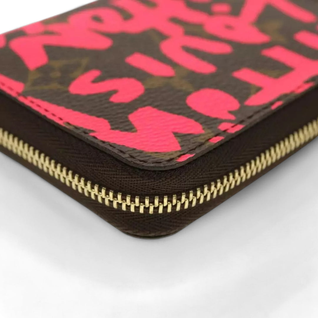 Louis Vuitton Monogram Graffiti Zippy Coin Purse Fuchsia Women's Wallet Brown Pink