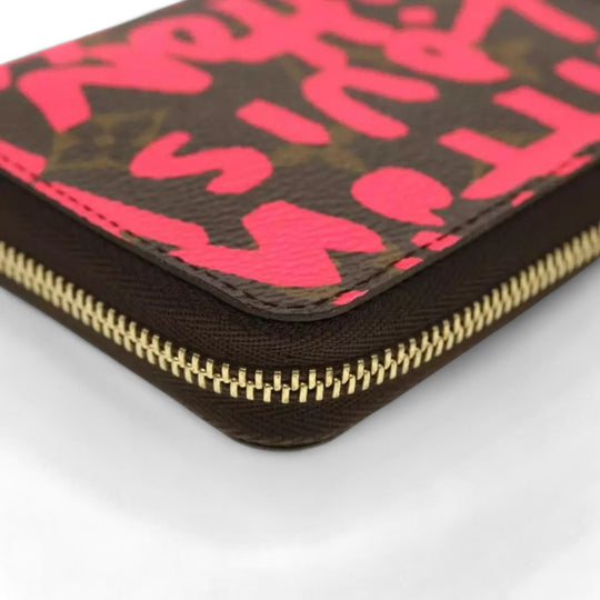 Louis Vuitton Monogram Graffiti Zippy Coin Purse Fuchsia Women's Wallet Brown Pink