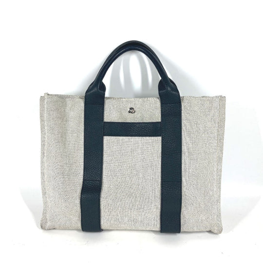 HERMES Tote Bag Toile H, Leather black Sac Arne MM Women Used Authentic