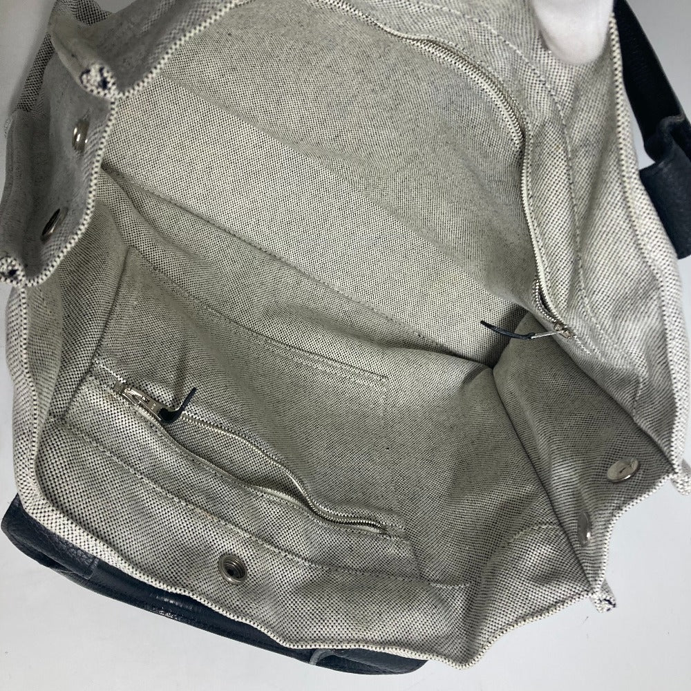 HERMES Tote Bag Toile H, Leather black Sac Arne MM Women Used Authentic