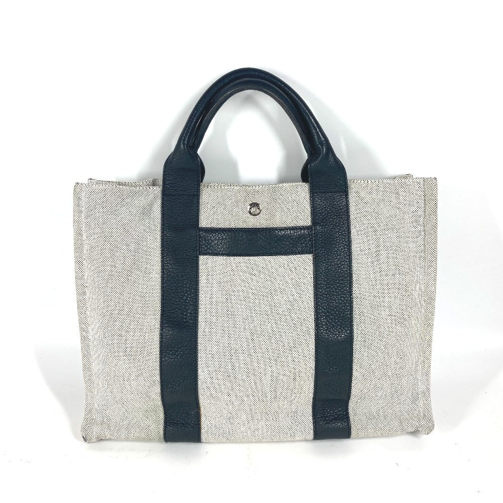 HERMES Tote Bag Toile H, Leather black Sac Arne MM Women Used Authentic