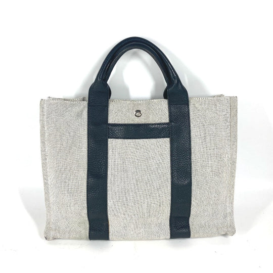 HERMES Tote Bag Toile H, Leather black Sac Arne MM Women Used Authentic