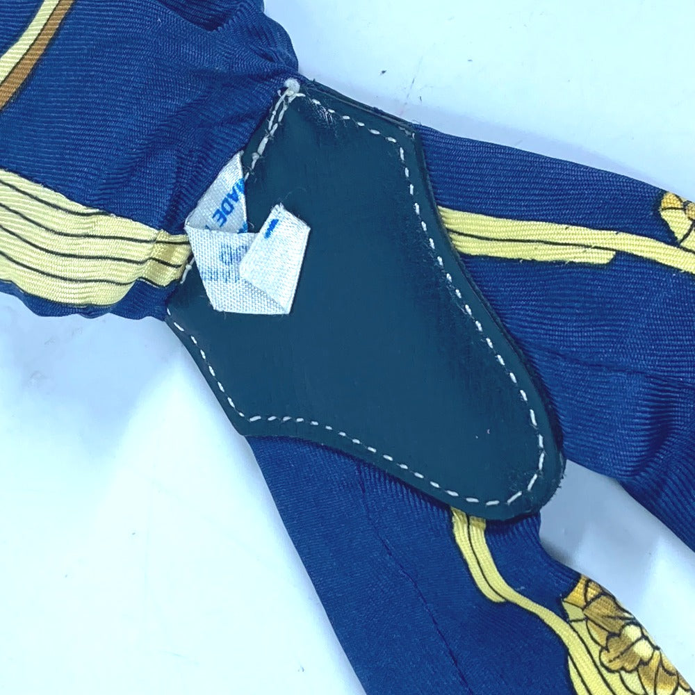 HERMES suspenders silk Navy vintage Overall handle Women Used Authentic