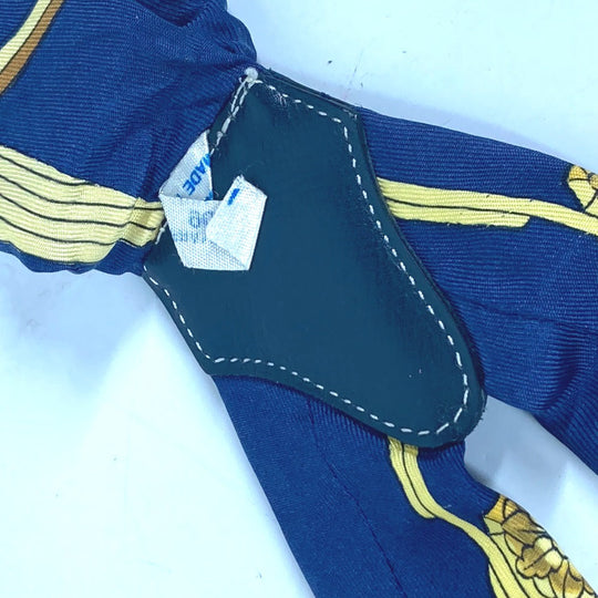 HERMES suspenders silk Navy vintage Overall handle Women Used Authentic