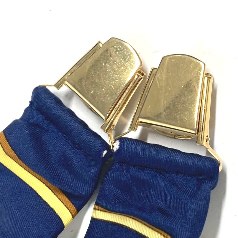 HERMES suspenders silk Navy vintage Overall handle Women Used Authentic