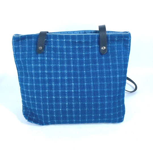 HERMES Tote Bag Canvas, Leather blue Amedaba Cava de Bosch Women Used Authentic