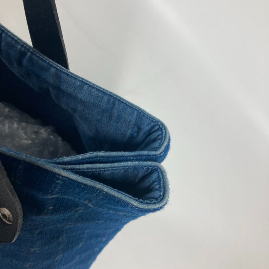HERMES Tote Bag Canvas, Leather blue Amedaba Cava de Bosch Women Used Authentic