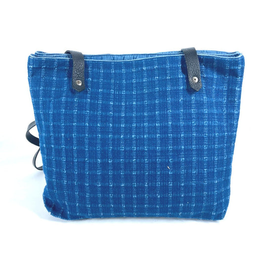 HERMES Tote Bag Canvas, Leather blue Amedaba Cava de Bosch Women Used Authentic