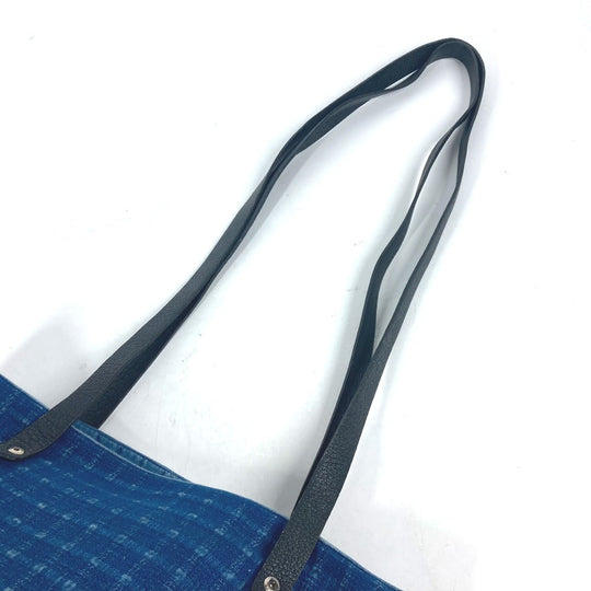 HERMES Tote Bag Canvas, Leather blue Amedaba Cava de Bosch Women Used Authentic