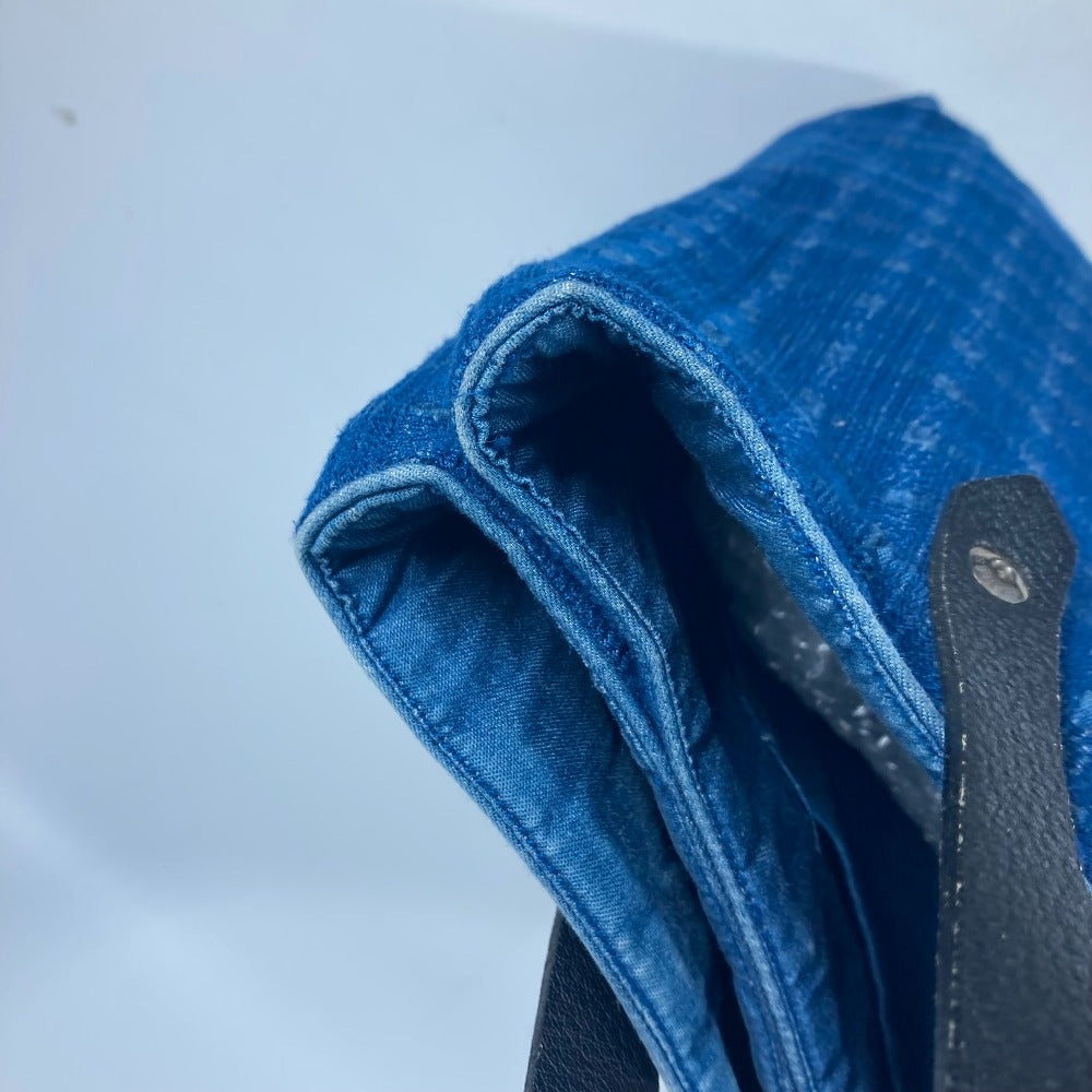 HERMES Tote Bag Canvas, Leather blue Amedaba Cava de Bosch Women Used Authentic