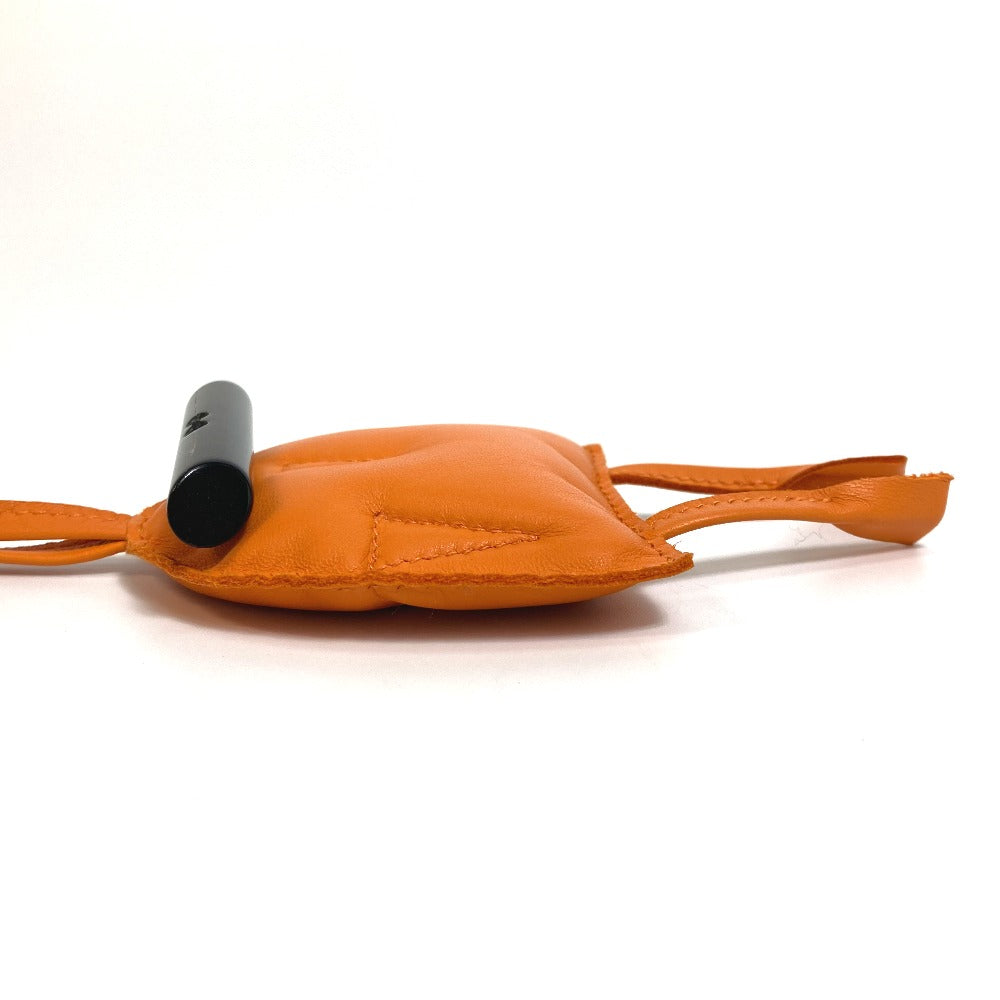 HERMES Bag charm Leather, Buffalo Horn Orange petit ash owl unisex(Unisex) Used Authentic