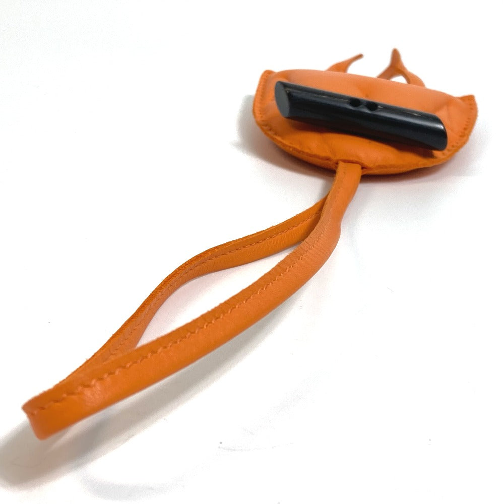 HERMES Bag charm Leather, Buffalo Horn Orange petit ash owl unisex(Unisex) Used Authentic