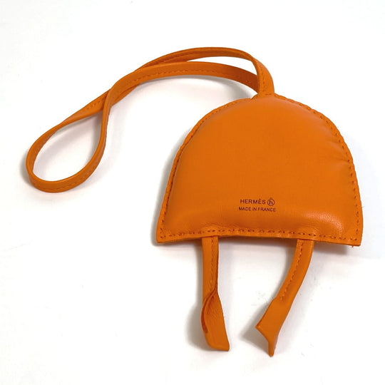 HERMES Bag charm Leather, Buffalo Horn Orange petit ash owl unisex(Unisex) Used Authentic