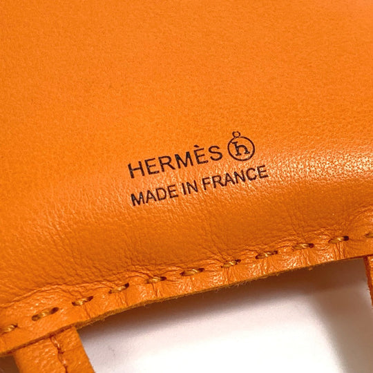 HERMES Bag charm Leather, Buffalo Horn Orange petit ash owl unisex(Unisex) Used Authentic