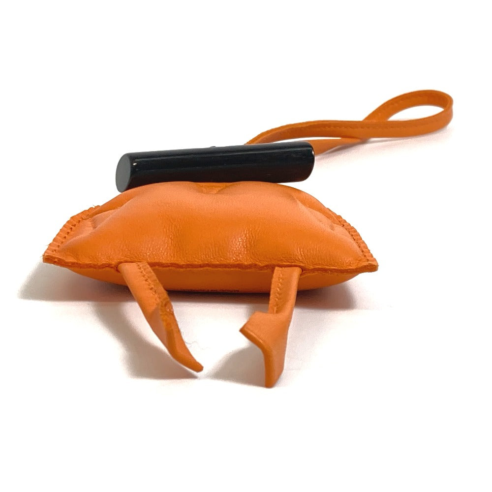 HERMES Bag charm Leather, Buffalo Horn Orange petit ash owl unisex(Unisex) Used Authentic