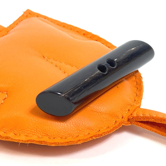HERMES Bag charm Leather, Buffalo Horn Orange petit ash owl unisex(Unisex) Used Authentic