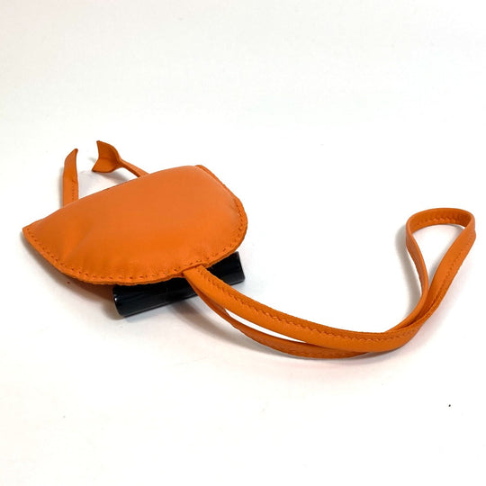 HERMES Bag charm Leather, Buffalo Horn Orange petit ash owl unisex(Unisex) Used Authentic
