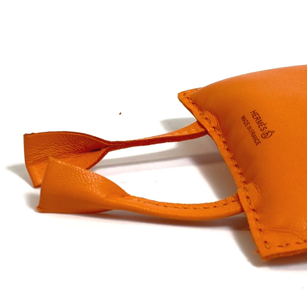 HERMES Bag charm Leather, Buffalo Horn Orange petit ash owl unisex(Unisex) Used Authentic