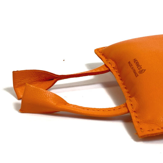 HERMES Bag charm Leather, Buffalo Horn Orange petit ash owl unisex(Unisex) Used Authentic