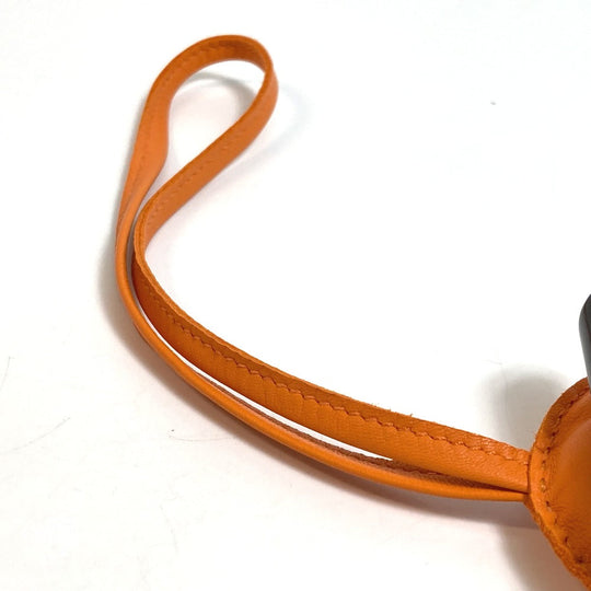 HERMES Bag charm Leather, Buffalo Horn Orange petit ash owl unisex(Unisex) Used Authentic