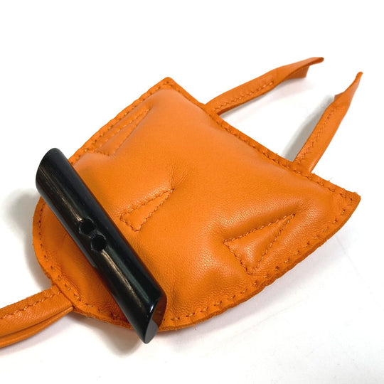 HERMES Bag charm Leather, Buffalo Horn Orange petit ash owl unisex(Unisex) Used Authentic