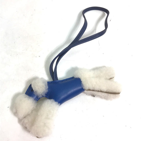 HERMES charm leather blue Terrier dog Buddy Women Used Authentic