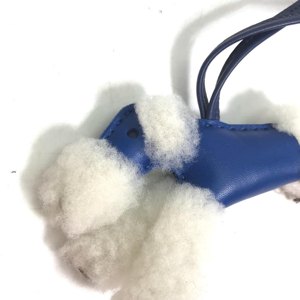HERMES charm leather blue Terrier dog Buddy Women Used Authentic