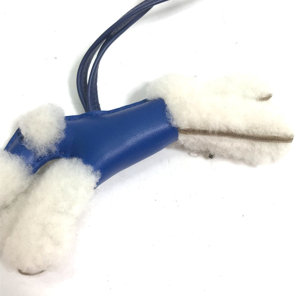 HERMES charm leather blue Terrier dog Buddy Women Used Authentic