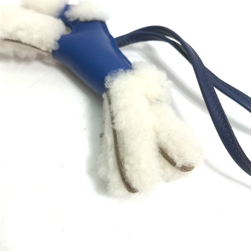 HERMES charm leather blue Terrier dog Buddy Women Used Authentic