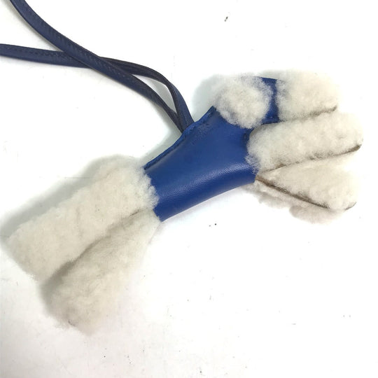 HERMES charm leather blue Terrier dog Buddy Women Used Authentic