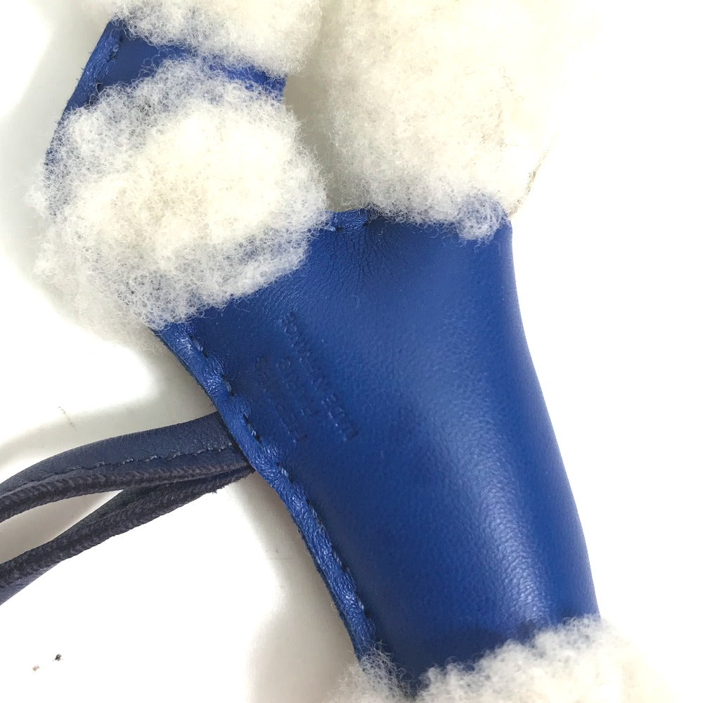 HERMES charm leather blue Terrier dog Buddy Women Used Authentic