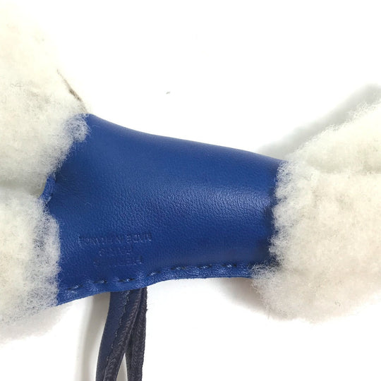 HERMES charm leather blue Terrier dog Buddy Women Used Authentic