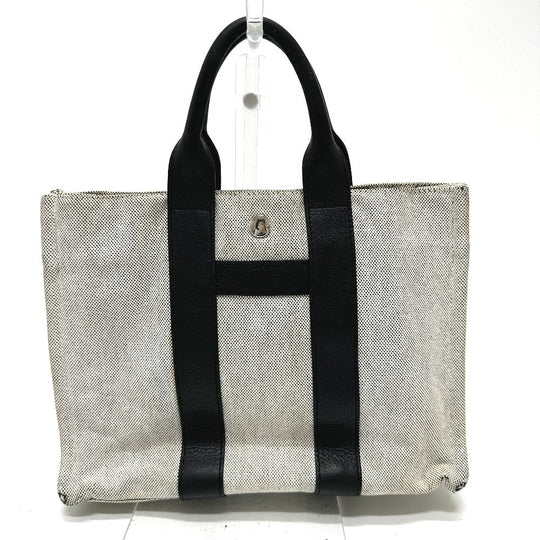 HERMES Tote Bag Toile H, Leather gray Sac Arne PM Women Used Authentic