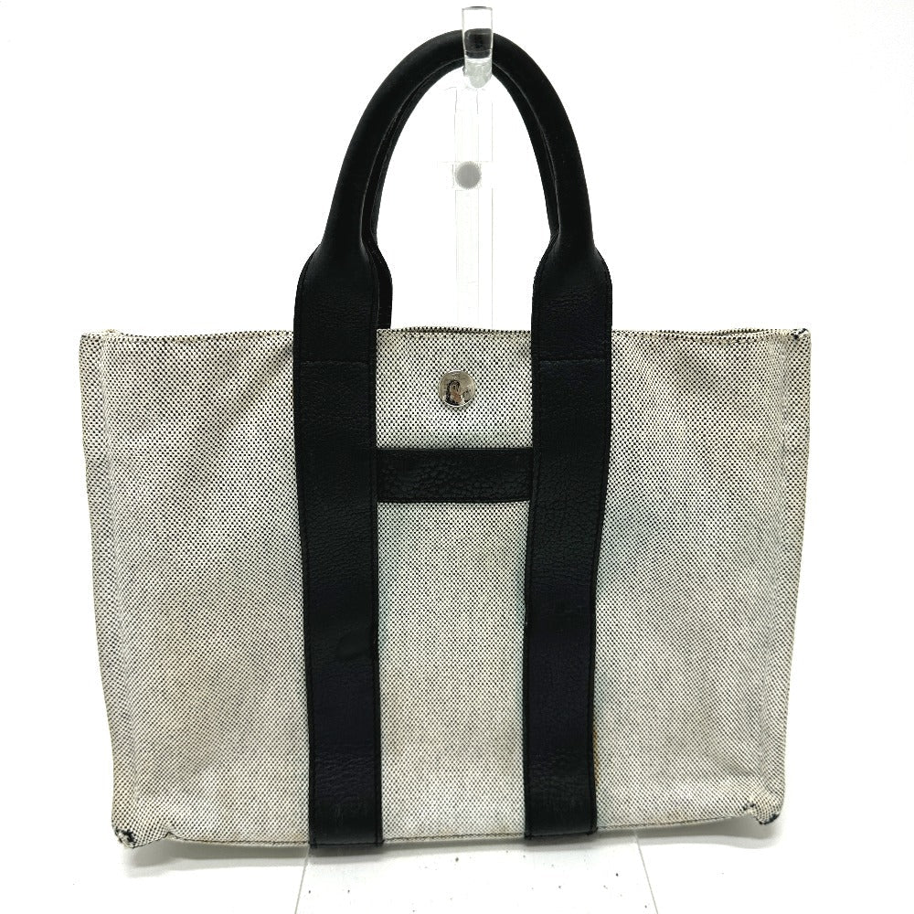 HERMES Tote Bag Toile H, Leather gray Sac Arne PM Women Used Authentic