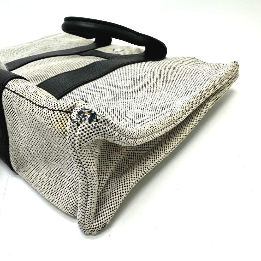 HERMES Tote Bag Toile H, Leather gray Sac Arne PM Women Used Authentic
