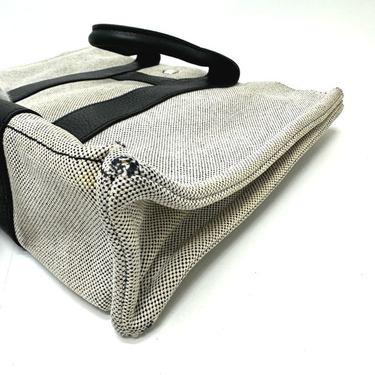 HERMES Tote Bag Toile H, Leather gray Sac Arne PM Women Used Authentic