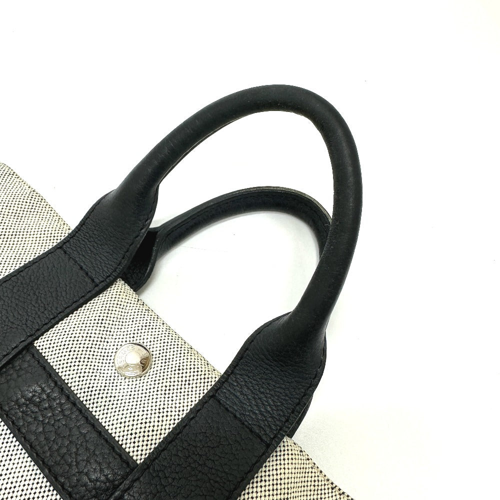 HERMES Tote Bag Toile H, Leather gray Sac Arne PM Women Used Authentic
