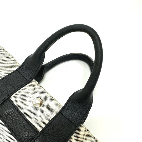 HERMES Tote Bag Toile H, Leather gray Sac Arne PM Women Used Authentic