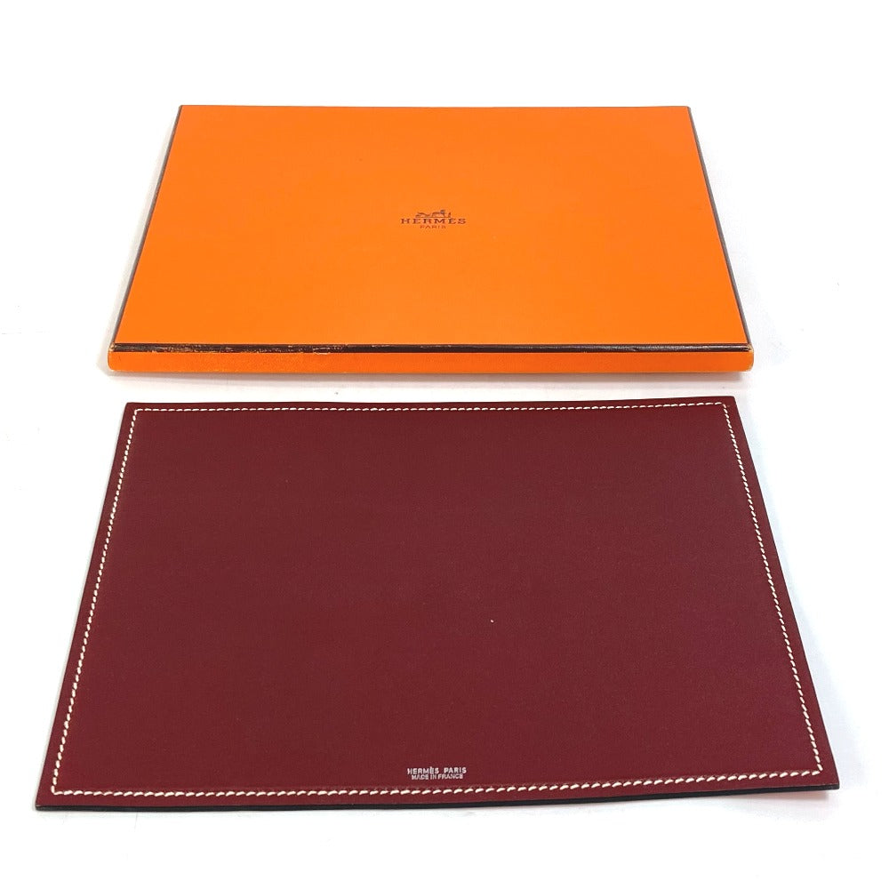 HERMES Other miscellaneous goods leather Red reversible Mouse pad Women(Unisex) Used Authentic