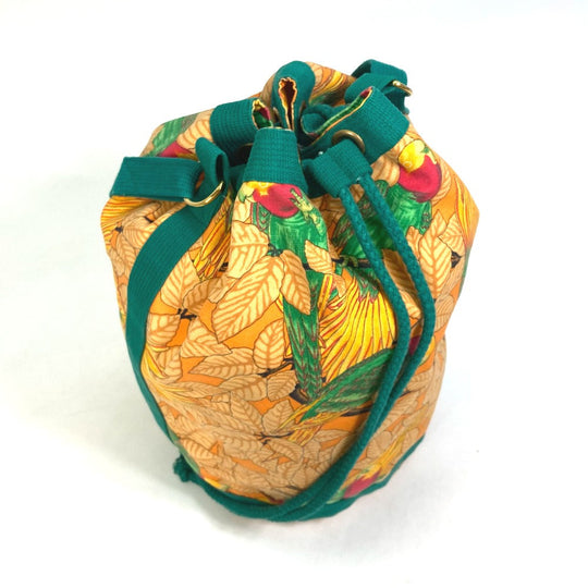 HERMES Shoulder Bag canvas green vintage Bird pattern purse Women Used Authentic