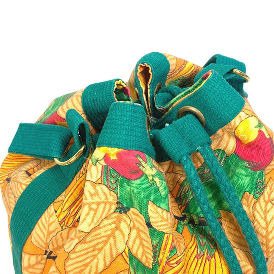 HERMES Shoulder Bag canvas green vintage Bird pattern purse Women Used Authentic