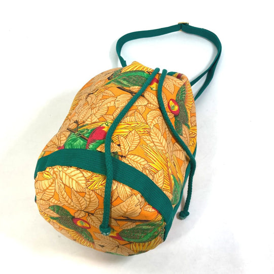 HERMES Shoulder Bag canvas green vintage Bird pattern purse Women Used Authentic