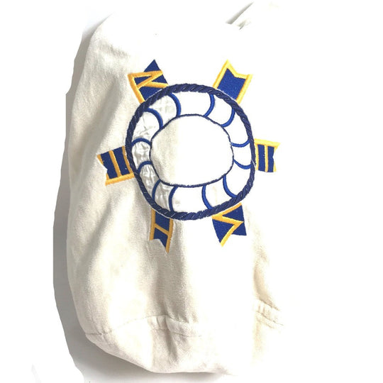 HERMES Shoulder Bag cotton white Marine Pattern purse Women Used Authentic