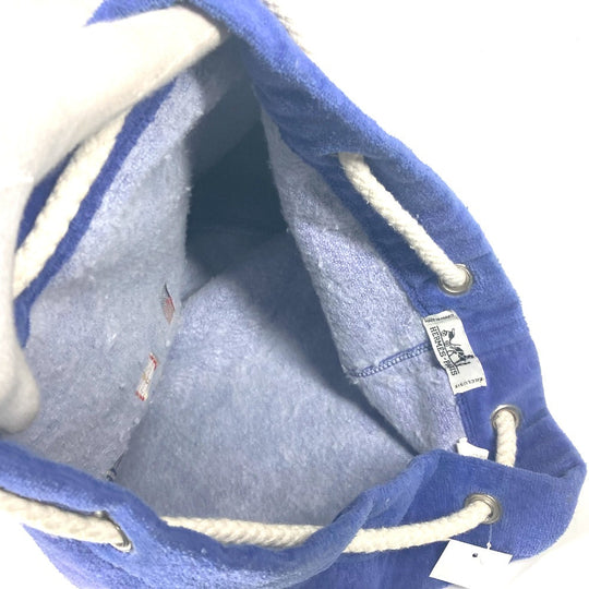HERMES Shoulder Bag cotton Blue type Marine Pattern Drawstring bag Women Used Authentic