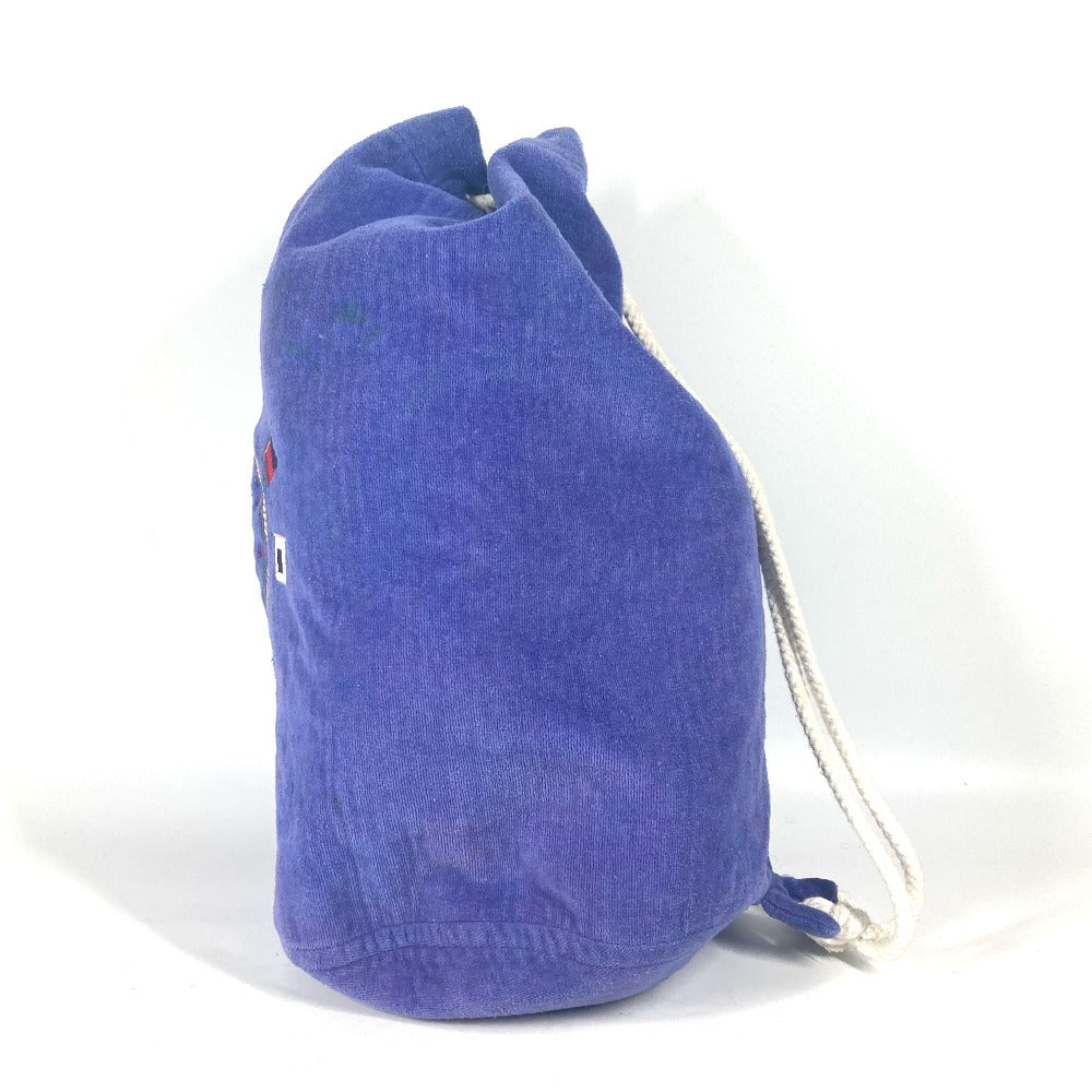 HERMES Shoulder Bag cotton Blue type Marine Pattern Drawstring bag Women Used Authentic
